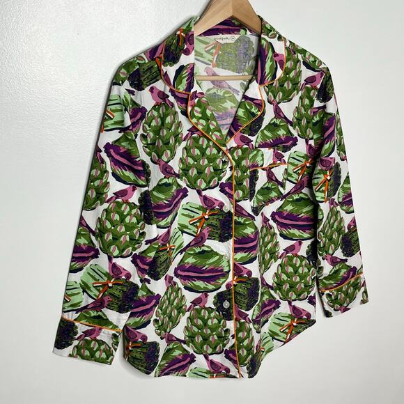 Print Fresh Womens Eat Your Asparagus Printed Pajama Top XS Green Novelty Sleep - Picture 3 of 10